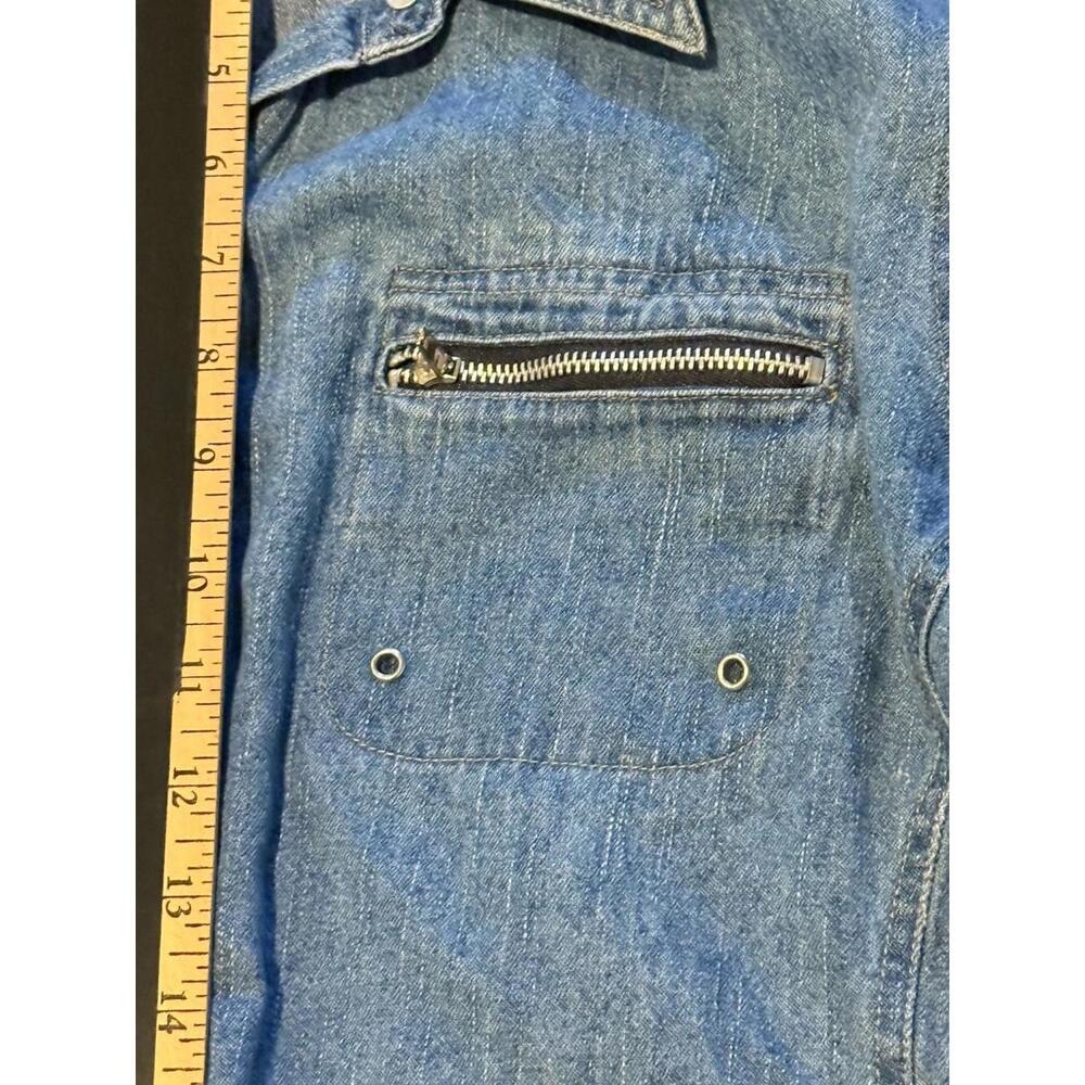 Vtg 90s Carolina Blues Womens Denim Shirt 18W Blue Long Sleeve - Picture 6 of 7
